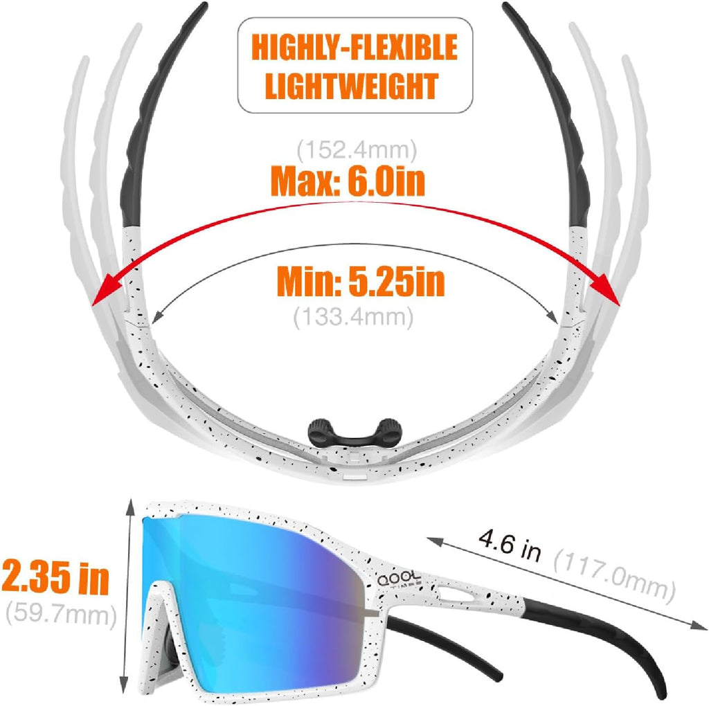 Qool Time Polarized Cycling Sunglasses - Ideal for Men & Women | Perfect for Golf, Running & Outdoor Sports