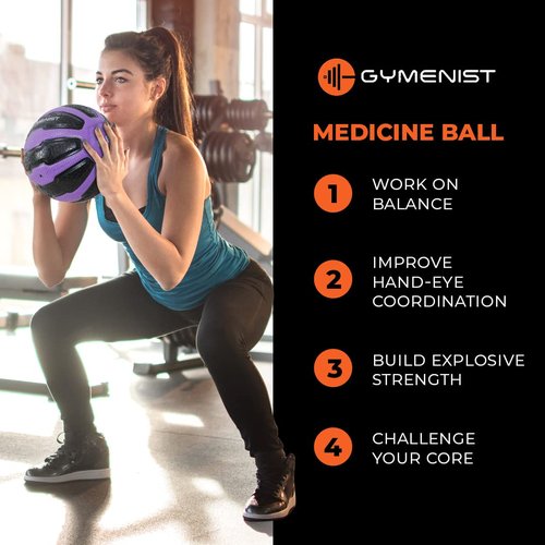 Rubber Medicine Ball with Textured Grip, Available in 9 Sizes, 2-20 LB, Weighted Fitness Balls,Improves Balance and Flexibility - Great for Gym, Exercise, Workouts (4 LB (Green-Black))