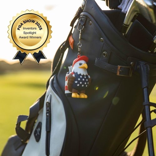 VannyVee Sports Animal Caddy Golf Tee Holder, Silicone Golf Bag Accessory, Holds 4 Tees, Includes 8 Golf Tees, Unisex Adult, Green White Red Black (Eagle Caddy)