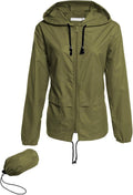 Avoogue Lightweight Waterproof Raincoat for Women - Packable Hooded Windbreaker Jacket