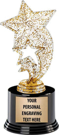 Crown Awards Gold Glitter Rocket Star Trophy - Custom Engraving | 7.25" Deluxe Round Base