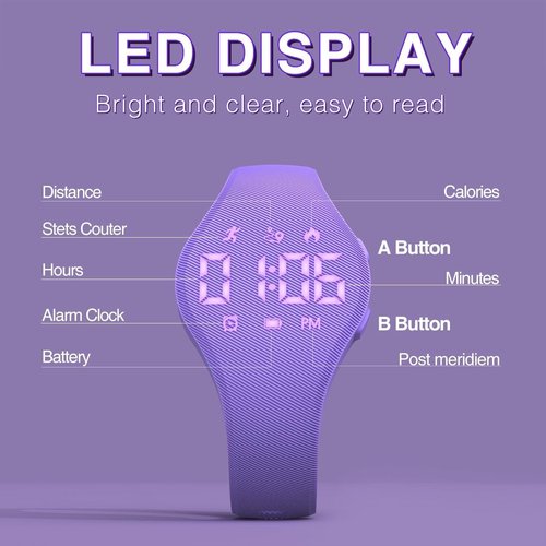 Kids Fitness Tracker Watch by [Brand Name] - Waterproof Digital Pedometer for Ages 5-15 | Purple
