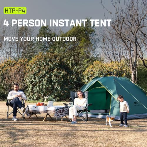 Happy Travel 3-4 Person Pop-Up Camping Tent - Dark Green, Instant Setup