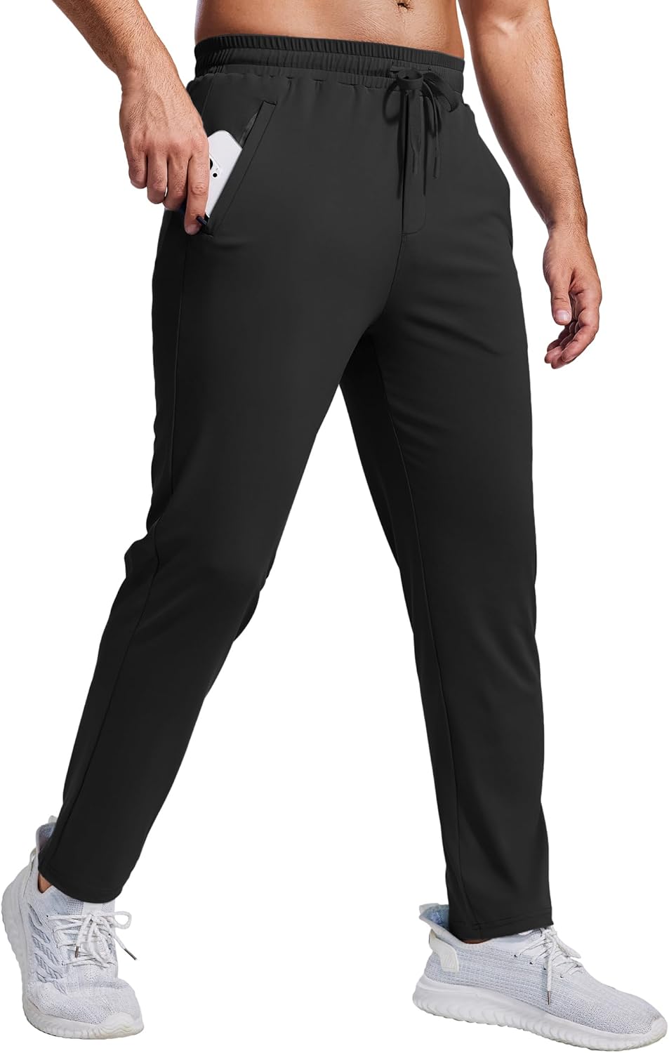 PINSPARK Men's Joggers - Lightweight Athletic Track Pants with Zipper Pockets | Quick-Dry Gym Sweatpants