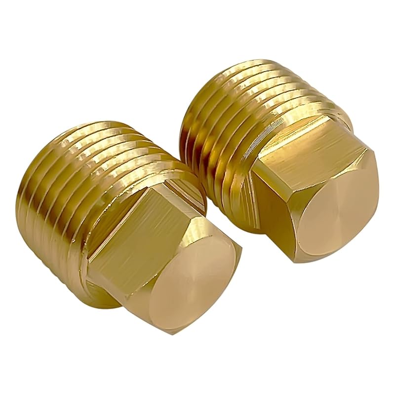 Solid Brass 1/2" NPT Drain Plugs - 2 Pack Garboard Hull Plugs