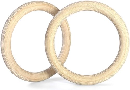 Double Circle Wood Gymnastic Rings - Premium Exercise Rings with Video Guide for CrossFit & Bodyweight Training
