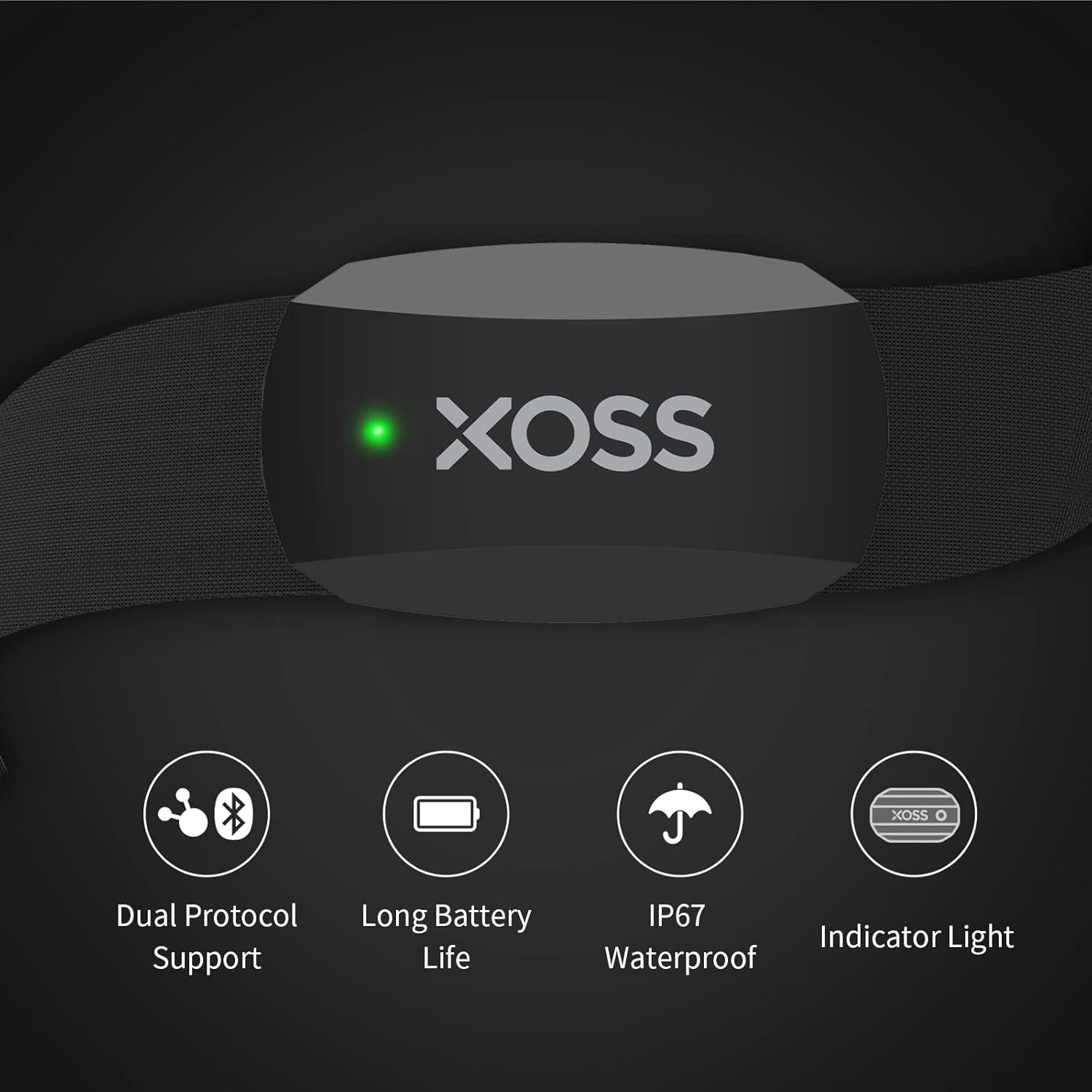 XOSS X2 Chest Strap Heart Rate Monitor Bluetooth 4.0, IP67 Waterproof Heart Rate Tracker Sensor, Wireless Heart Rate with Chest Strap Health Accessories