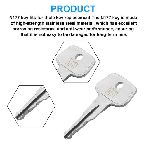 Hugexpen N177 Key Replacement for Thule Rack Core, Key Cylinder for Bike Rack Lock, Roof Cargo Lock, Roof Rack Locks, Cross Bars, Towers, Ski Rack Etc