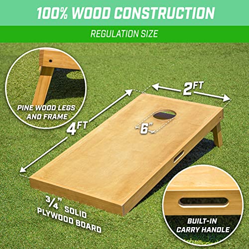GoSports Premium 4x2 ft Regulation Cornhole Board Set - Light Brown, Complete Yard Game