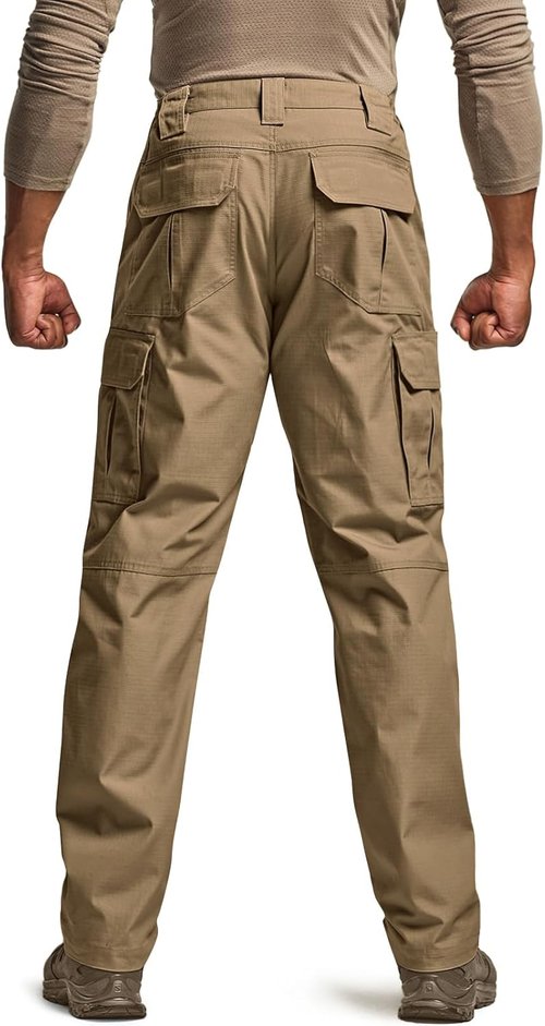 CQR Men's Tactical Pants - Lightweight Water Resistant Ripstop Cargo Pants for Outdoor Activities