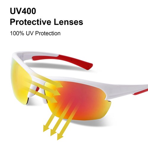 DQbhzh Sports Sunglasses for Men Women,Wrap Around Rave Sun Glasses for Ski Cycling Running Driving Fishing Golf Softball Baseball Beach Volleyball Snow Shield Sunglasses Lightweight UV Shades 2 Pack