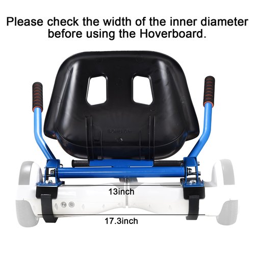 Hoverboard Seat Attachment for 6.5”-10” Hover Board, Buggy Go Kart Conversion Kit, Accessory for Self Balancing Scooter, Hoverboards Go-Cart for Kids or Adults, Blue