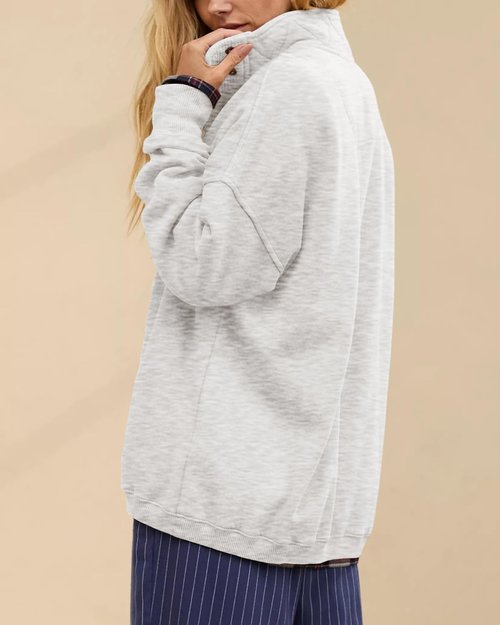 Gacaky Oversized Casual Sweatshirt for Women - Long Sleeve Button Henley Neck Pullover Top