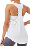 Womens Workout Athletic Tank Tops Loose Gym Yoga Racerback Sleeveless Running Sports Shirts Tops Classic Basic Lightweight Muscle Tees White