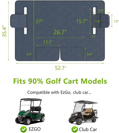 Eolzzi Golf Cart Seat Cover for Club Car, Waterproof, Washable, Breathable, Non-Slip Golf Cart Cover with 3 Pockets, for Golf Lovers, Navy Blue