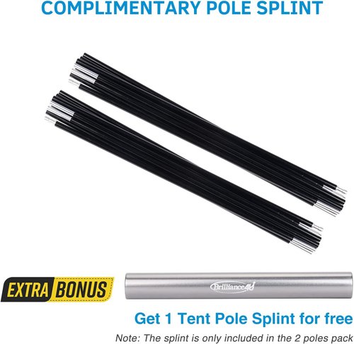Aluminum Tent Poles by 7001 T6 - Pre-Assembled Black Replacement Rod for Camping