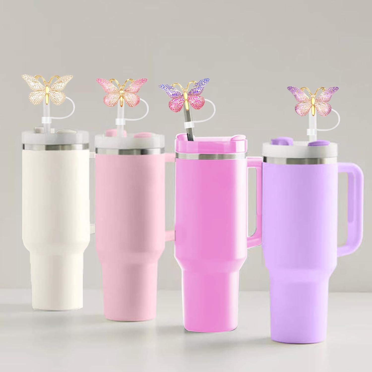 Stanley Cup Accessories - Cute Bling Straw Cover Caps | Reusable 10mm Straw Protectors for 30 & 40 oz Tumblers