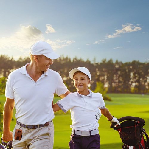 Wrappiness The Golf Father Brown Leather Golf Ball Bag - 2 Balls & 4 Tees, Magnetic Closure, Clip Attachment, Fun Gift for Golfers