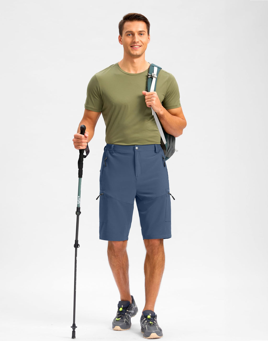 Pudolla Men's Hiking Shorts 11" Lightweight Cargo Work Shorts for Men Summer Travel Golf Casual Outdoor with 5 Pockets(Dark Navy XX-Large)