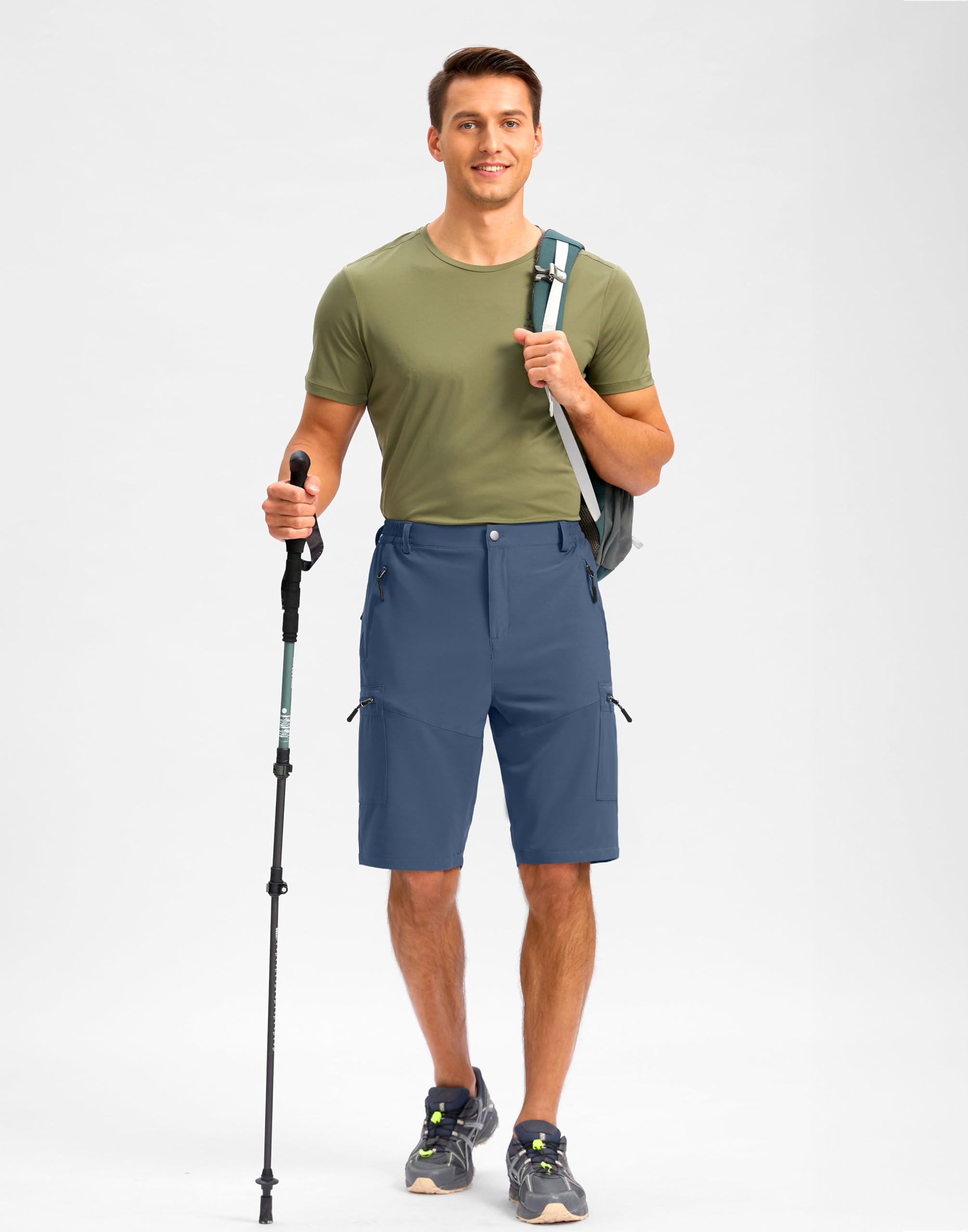 Pudolla Men's Hiking Shorts 11" Lightweight Cargo Work Shorts for Men Summer Travel Golf Casual Outdoor with 5 Pockets(Dark Navy XX-Large)