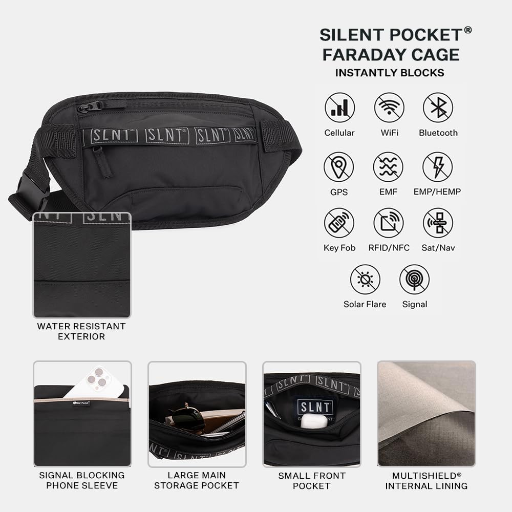 SLNT Essentials Sling Bag - Signal Blocking Faraday Phone Sleeve & EMF-Reducing Pocket | Versatile Use
