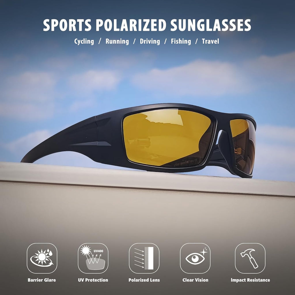 Polarized Sports Sunglasses - Unbreakable Frame for Men & Women | UV400 Protection for Cycling & Fishing