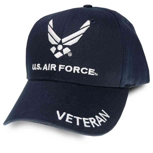 VetFriends.com US Air Force Veteran Baseball Hat with Embroidered Air Force Wings Logo - Officially Licensed Blue