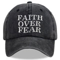 Faith Over Fear Hats for Men Women, Embroidered Adjustable Cotton Christian Jesus Religious Baseball Cap