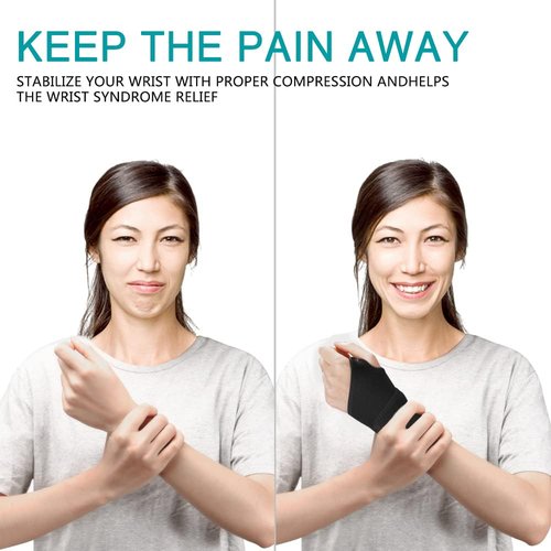 Jacsunco Carpal Tunnel Wrist Brace, Adjustable and Comfortable Wrist Support Brace for Tendinitis and Arthritis, Wrist Compression Wrap for Pain Relief, Fit for Both Left and Right Hand (Rose Red)