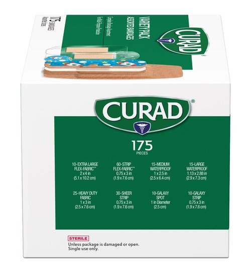 Curad Family Bandage Variety Pack - Waterproof, Flex-Fabric, Heavy Duty | 175 Count, 4 Styles Included