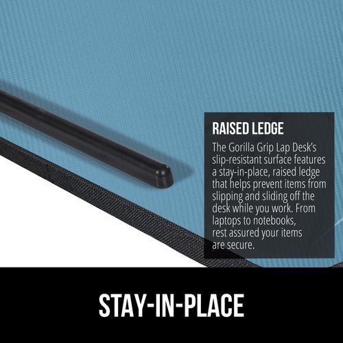 GORILLA GRIP Laptop Lap Desk - Portable Workstation with Phone Holder & Cushion - Fits Laptops Up to 15.6", Blue