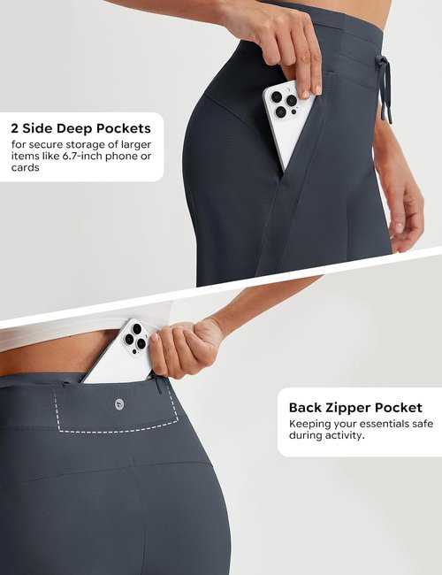 Baleaf Women's Athletic Bermuda Shorts - Quick Dry, High Waisted, Knee Length with Pockets, UPF 50+