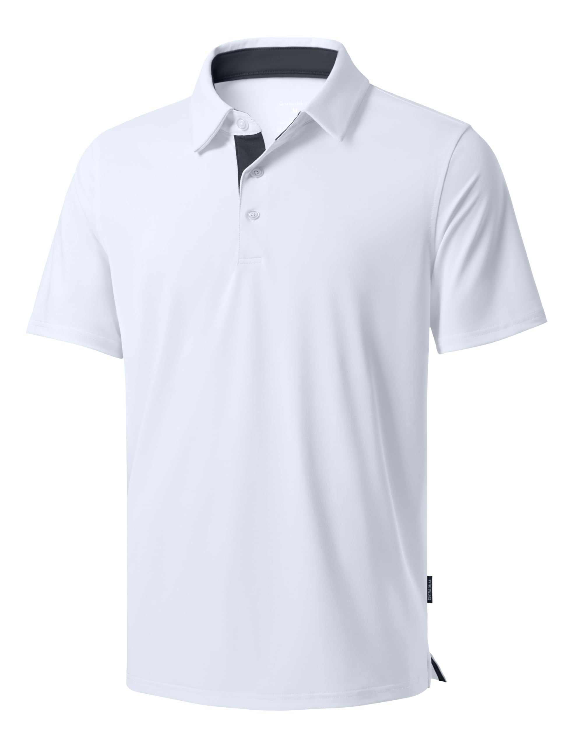 Men's Golf Shirts Dry Fit Moisture Wicking Performance Short Sleeve Collared Polo Shirts for Casual Tennis Bussiness (White, XL)
