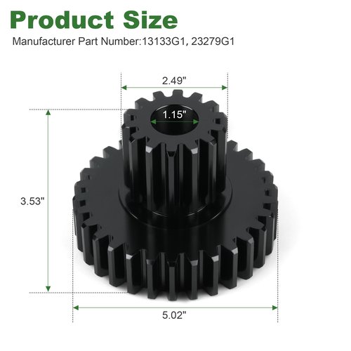 Steering Reduction Gear for EZGO Marathon Golf Carts fits 1970-1994 Gas & Electric Marathon,1998-2004 Elec XI 875/881, 1994-2004 875 Gas, 1999-2004 Shuttle 950s - Replaces OEM 13133G1, 23279G1