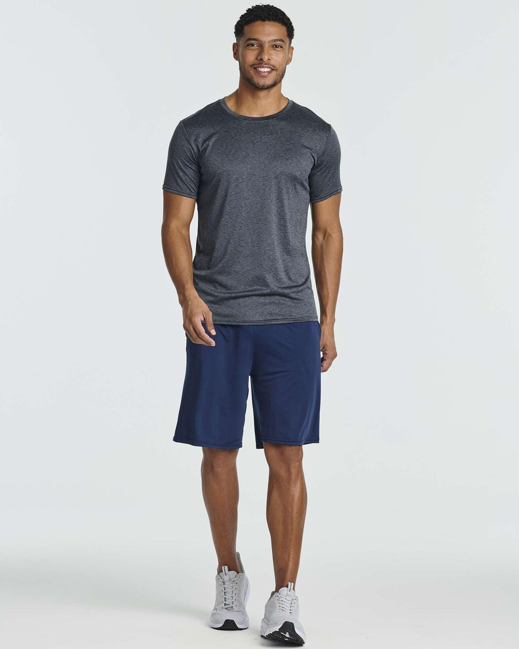 Real Essentials 5 Pack: Men's Dry-Fit Short Sleeve Crew Neck T Shirts Fitness Running Gym Workout Cool Exercise Athletic Tee, Set 2, Small