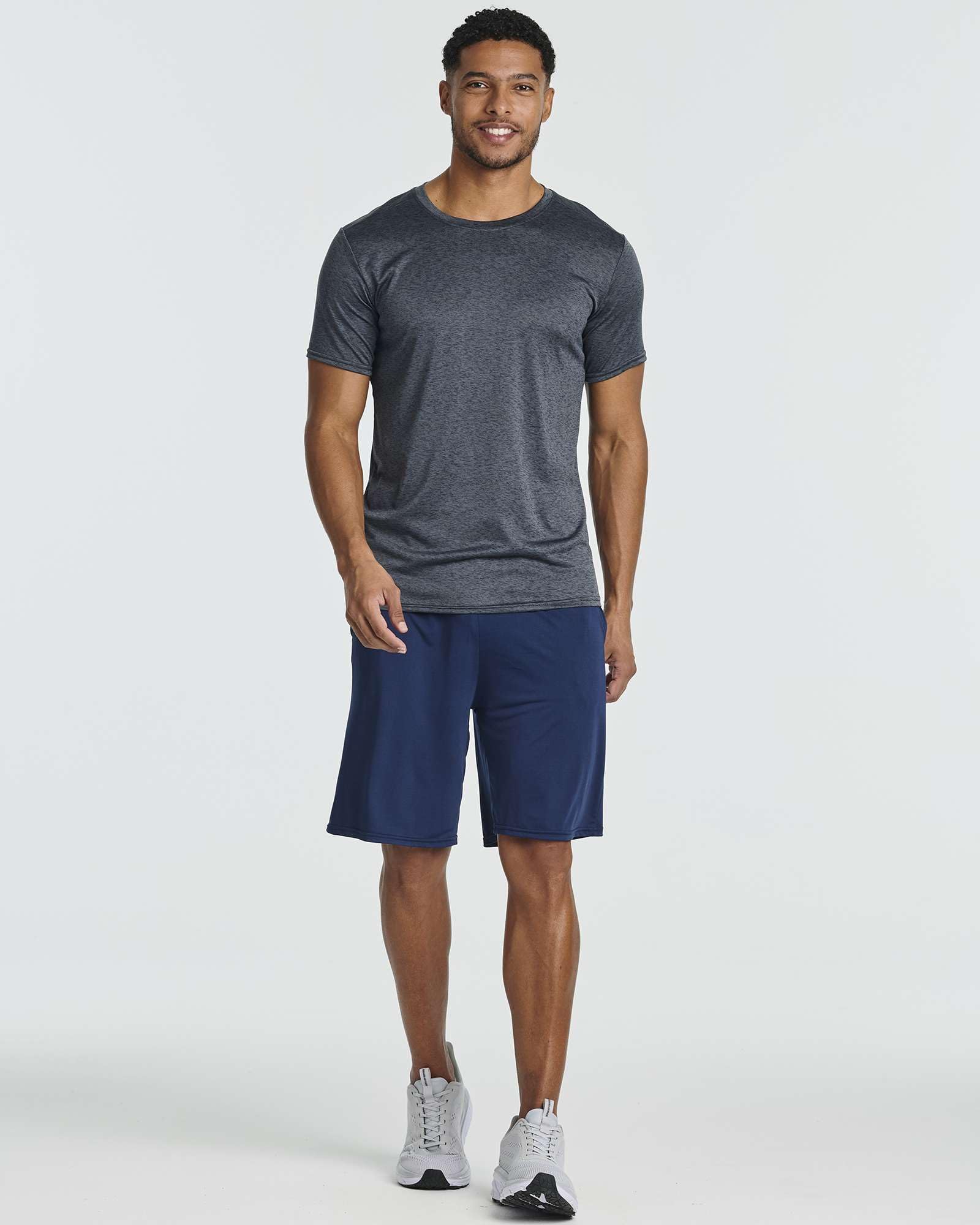 Real Essentials 5 Pack: Men's Dry-Fit Short Sleeve Crew Neck T Shirts Fitness Running Gym Workout Cool Exercise Athletic Tee, Set 2, Small