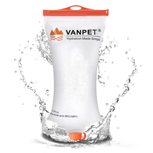 VANPET Upgrade Water Bag 2L Compatible with Sawyer Squeeze Water Filter, Durable TPU Material, BPA & PVC Free Squeeze Pouch, Collapsible Hydration Canteens for Camping Hiking Cycling (1 Pc)