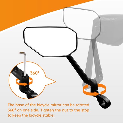 Homieway Bike Mirror, New Foldable Bicycle Mirror for Handlebar, 360° Adjustable Bar End Rear View Mirrors for E-bike, Mountain Bike, City Bikes & Scooter (Left 0.87-1")