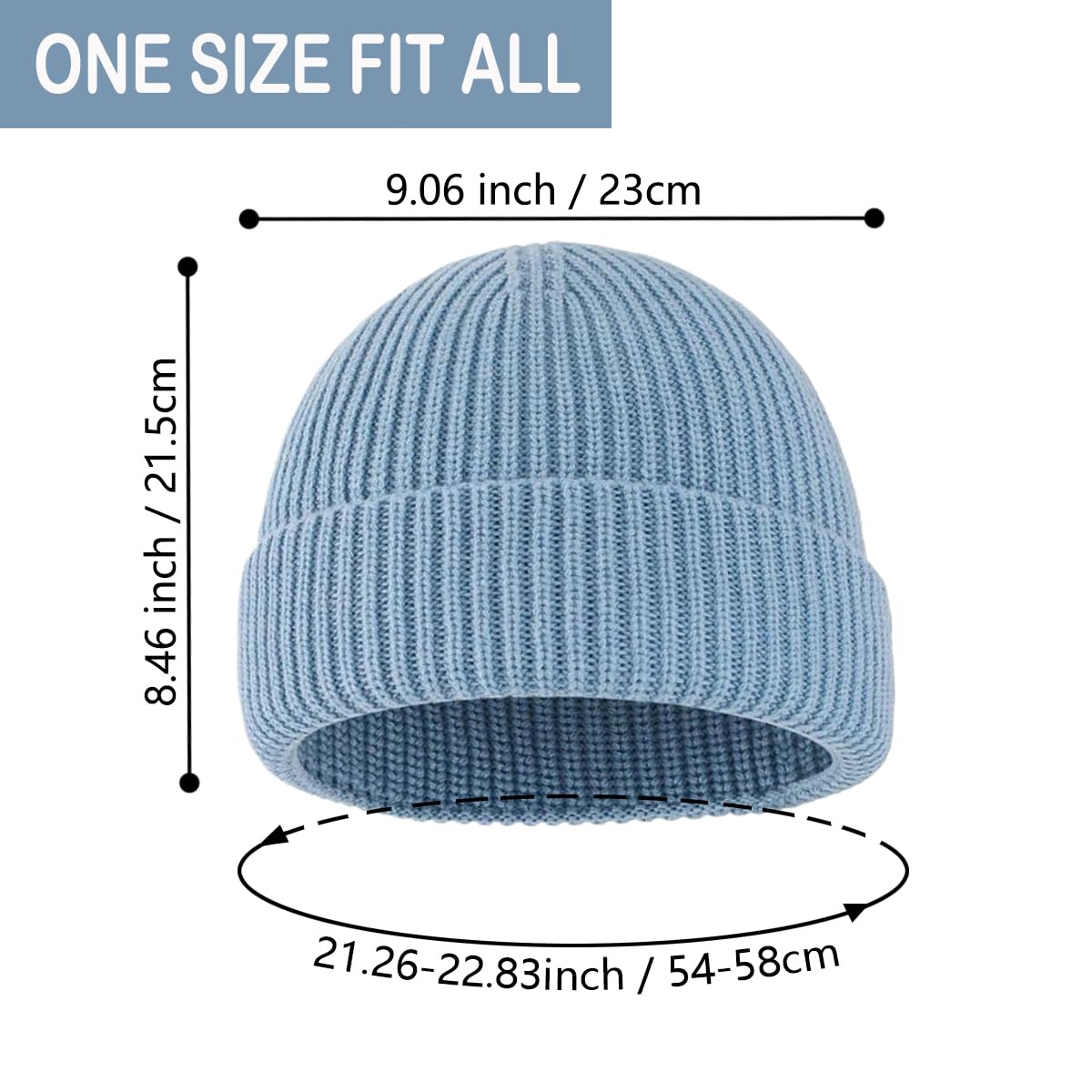 PAZUVO Knitted Cuffed Beanie Cap for Men/Women, Unisex Soft Warm Winter Hat Stocking Skull Cap (US, Alpha, One Size, Light Blue)