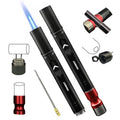 5-in-1 Windproof Torch Lighter,Adjustable Jet Flame with Punch,Holder & Draw Enhancer Tool,Refillable Butane Lighter for Camping, BBQ, Candles & Outdoor (Butane Not Included) Gift Set