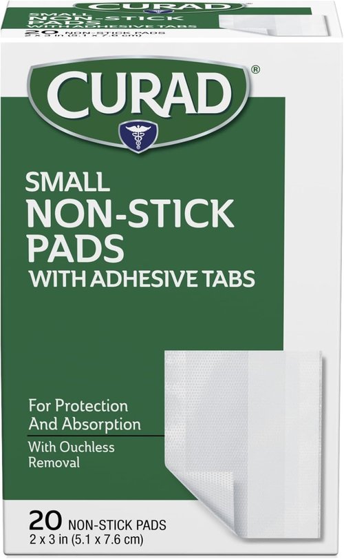 Curad Non-Stick Adhesive Pads - Small 2" x 3" | Pack of 20 for Comfortable Wound Care