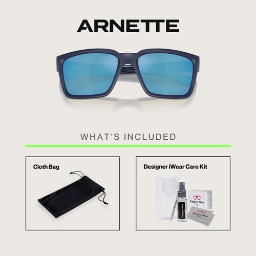 ARNETTE Plot Twist AN4346 275922 57MM Dark Blue Top Matte/Shiny/Dark Grey Mirror Water Polarized Square Sunglasses for Men +Bundle with Accessory Eyewear Kit