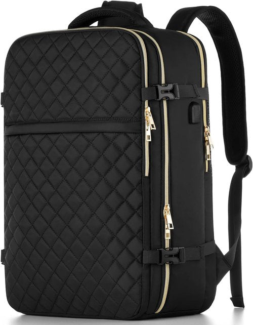 MOMUVO Large Travel Backpack - Flight Approved, Water Resistant Anti-Theft Design | Fits 17-Inch Laptop, Black