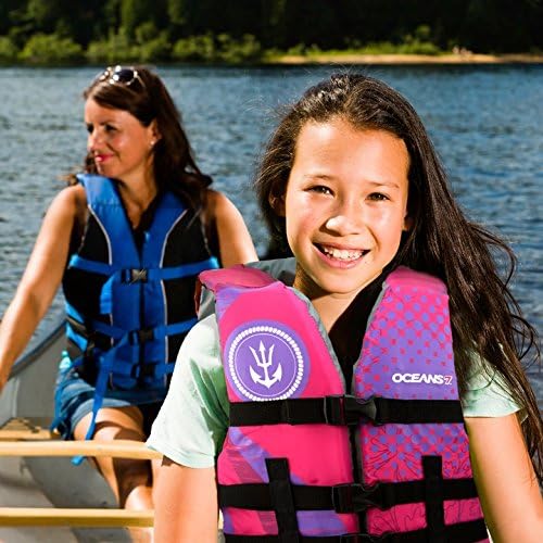 Oceans 7 Youth Life Jacket - US Coast Guard Approved Type III PFD in Pink for Safety & Comfort