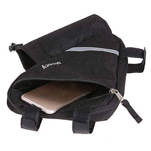 MOOCY Ultralight Reflective Bicycle Triangle Frame Bike Bag with Water Bottle Pouch -Black