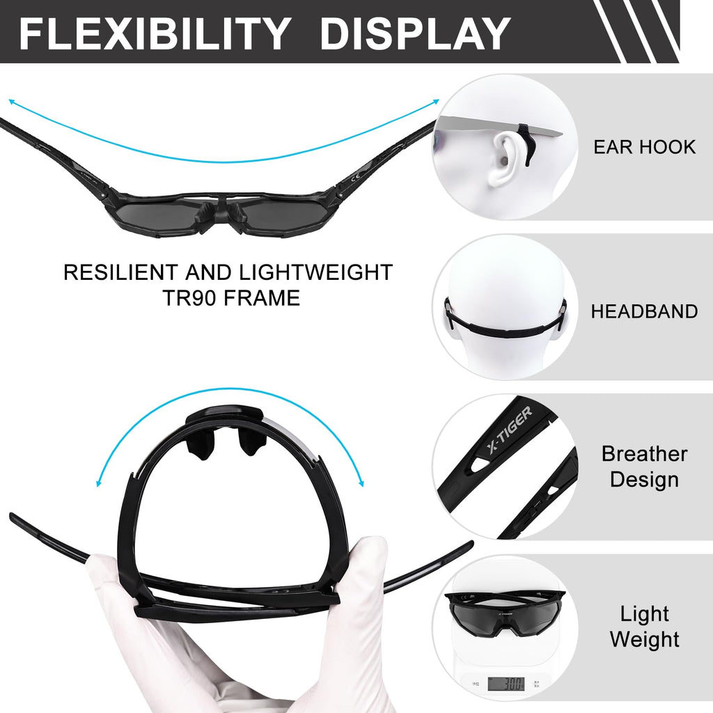 X-TIGER Polarized Sports Sunglasses for Men Women Cycling Glasses Baseball Running Fishing MTB Sunglasses UV400