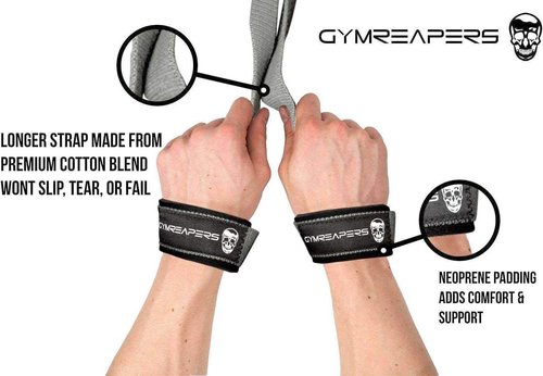 Gymreapers Lifting Wrist Straps - Padded Neoprene for Weightlifting & Powerlifting | 18-Inch Cotton Length