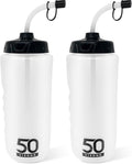 50 Strong Water Bottle | 1 Liter BPA-Free Sports Bottles with Straw - 2-Pack for Easy Squeeze & Grip