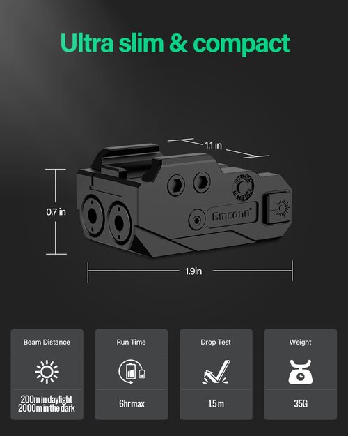 Gmconn Rechargeable Tactical Flashlight - Versatile Green/Blue/Red/IR/Purple Beam | Fits 21MM Rail