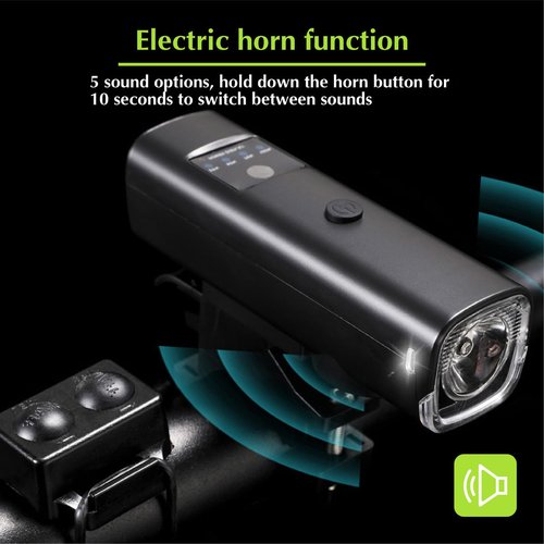 1200 Lumens Bike Lights Front and Back，LED USB Rechargeable Bicycle Light，Bicycle Headlights with Electric Horn，Super Bright Children's and Adult Bicycle Lights，Automatic dimming, 4+4 Lighting Mode